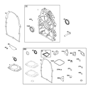 Crankcase Cover/Sump Group Diagram and Parts List for 295347-1275-G1  Briggs and Stratton Engine